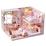 Spilay DIY Miniature Dollhouse Wooden Furniture Kit,Handmade Mini Modern Apartment Model with Dust Cover & Music Box ,1:24 Scale Creative Doll House Toys for Children Gift(Waiting