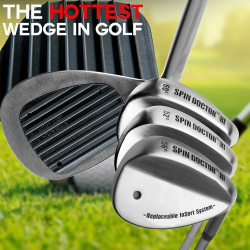  [아마존베스트]Spin Doctor RI Golf Wedge with The Replaceable Insert System New 52 Degree Pitching Wedge, 56 Degree Sand Wedge, 2 Club Set | Available in Steel or Graphite Shaft, Right-Hand and L