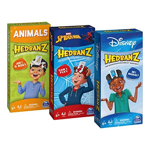  Spin Master Hedbanz, Picture Guessing Board Game Bundle of Disney, Spiderman, Animals Family Game Night, for Adults & Kids Aged 6 and up