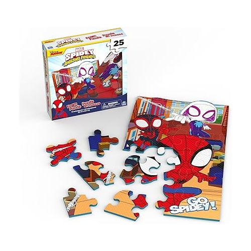  Marvel, 25-Piece Jigsaw Foam Squishy Puzzle Go Spidey! Disney Junior Spidey and his Amazing Friends Show, for Kids Ages 4 and up