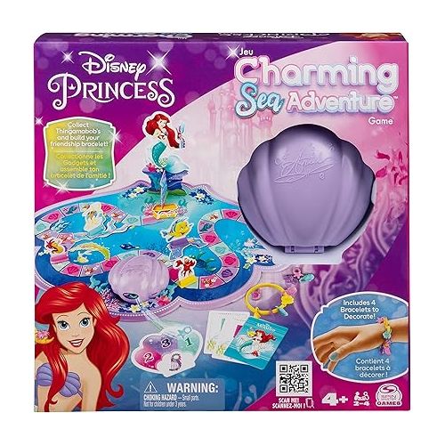  Disney Princess, Charming Sea Adventure Board Game Little Mermaid Toys Featuring Ariel & Friends Fun Game for Family Game Night, for Kids Ages 4 and Up