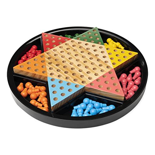  Spin Master Games Legacy Deluxe Chinese Checkers, Classic Original Game Set Includes Solid Wood Board with Storage, for Kids and Adults Ages 8 and up