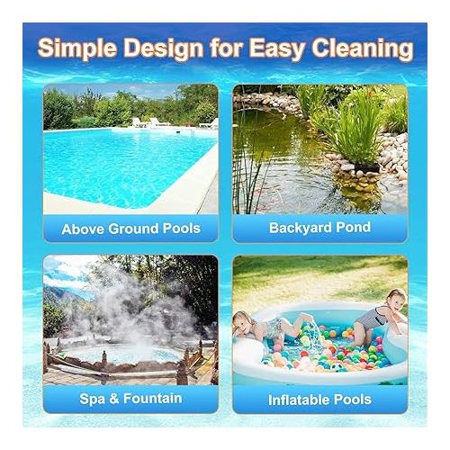  Handheld Pool Vacuum above Ground - Portable Swimming Pool Jet Cleaner, Pool Leaf Vacuum Cleaning Kit W/Brush with 4 Section Poles of 63