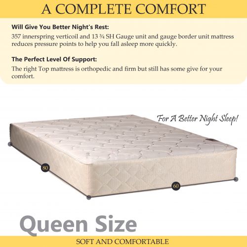  Spring Solution, 10 Fully Assembled Innerspring Back Support Long Lasting Mattress and 8 Box Spring Set, Queen Size