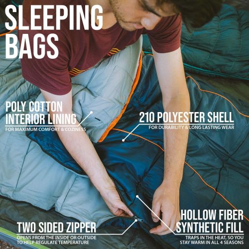  Spinifex Sleeping Bag Cozy and Thick Sleeping Bags Delivers Extra Warmth Advanced Hollow Fiber Provides Extreme Comfort Tear Resistant No Snags Sleeping Bags for Adults. Camping Sl