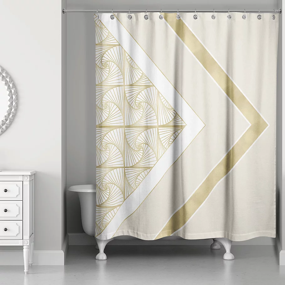  Spirals Shower Curtain in IvoryGold