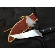 /SpiritMedicines Leather Knife Sheath - Arctic Fox Spirit Medicine, Animal Totem, Native American Sheath, Hunting Knife, Elkskin Knife Sheath, Primitive Gift