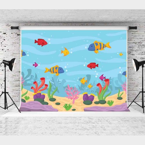  Spiritual Travelling Studio Cartoon Underwater World Fish Background Photo Photography Backdrop Kids Room Decoration YouTube Customized Background 9x6FT STS LFST456