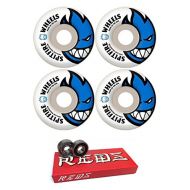 Spitfire 51mm Wheels Bighead White/Blue Skateboard Wheels - 99a with Bones Bearings - 8mm Bones Super Reds Skate Rated Skateboard Bearings (8) Pack - Bundle of 2 Items