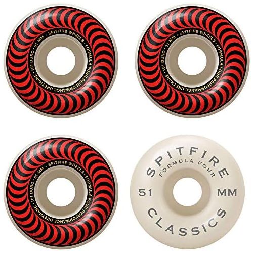  Spitfire Skateboard Wheels F4 Classics 101A Red/White 51mm
