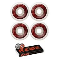 Spitfire 60mm Wheels Classics White/Red Skateboard Wheels - 99a with Bones Bearings - 8mm Bones Reds Precision Skate Rated Skateboard Bearings (8) Pack - Bundle of 2 Items