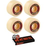 Spitfire 53mm Wheels Formula Four Lock-Ins White/Red Skateboard Wheels - 101a with Bones Bearings - 8mm Bones Reds Precision Skate Rated Skateboard Bearings (8) Pack - Bundle of 2