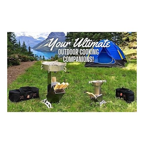  Spitfire Rocket Stove Patrol, Camp Rocket Stove Wood Burning Portable Stove w/Travel Case, Collapsible Backpacking Wood Stove, Rocket Camp Stove, Outdoor cooking stove Estufa De Lena Para Cocinar