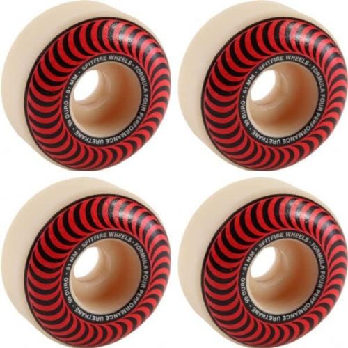  Spitfire Wheels Formula Four Classic Swirl White w/Red Skateboard Wheels - 51mm 99a (Set of 4)