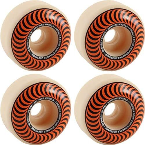  Spitfire Wheels Formula Four Classic Swirl White w/Orange Skateboard Wheels - 53mm 99a (Set of 4)