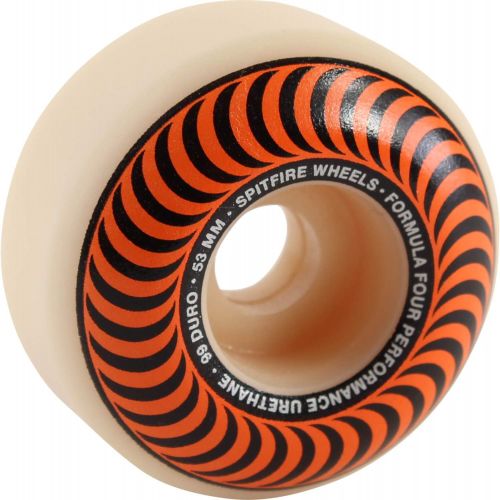  Spitfire Wheels Formula Four Classic Swirl White w/Orange Skateboard Wheels - 53mm 99a (Set of 4)