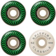 Spitfire Wheels Formula Four Classic Swirl White w/Green Skateboard Wheels - 52mm 101a (Set of 4)