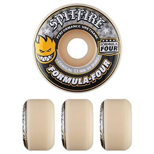  Spitfire Formula Four White/Yellow Conical 99D Skateboard Wheels - Set of 4