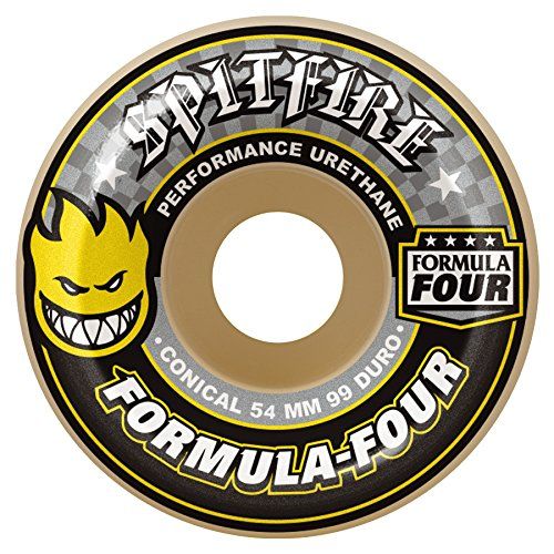  Spitfire Formula Four White/Yellow Conical 99D Skateboard Wheels - Set of 4