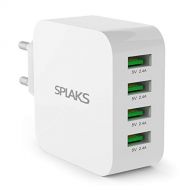 Splaks USB Ladegerat 4-Port 40W 5V/8A Wall Charger Netzteil Schnell Aufladen fuer iPhone 5s/6/7/8/Plus/X/Xs/Xs Max/XR, iPad, Galaxy S7/Edge/8/9/Plus Bluetooth/Tragbare Gerate usw. -