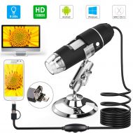 USB Microscope, Splaks 1000x High Power USB Digital Microscope 3 in 1 PCB Microscope Camera with 8 Led Lights and Microscope Stand for Kids Compatible with Windows, Android and Mac