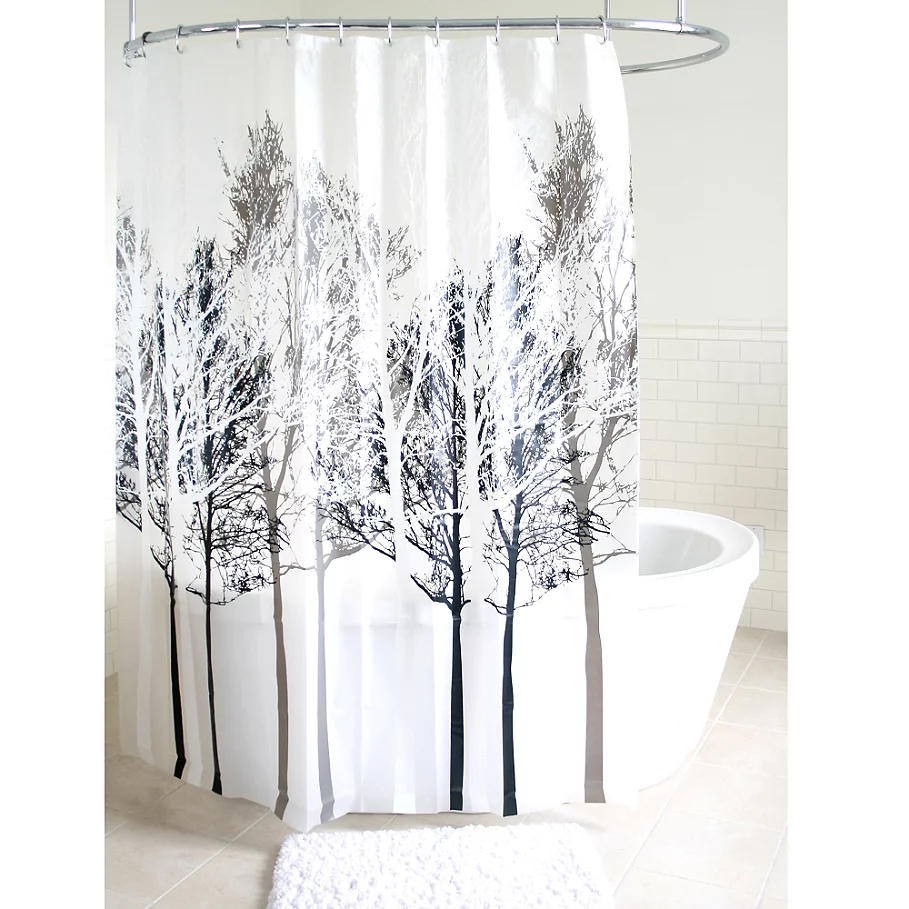 Splash Forest PEVA Shower Curtain in Grey