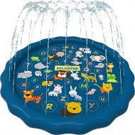 SplashEZ 3-in-1 Sprinkler for Kids, Splash Pad, and Wading Pool for Learning  Children’s Sprinkler Pool, 60’’ Inflatable Water Toys  “from A to Z” Outdoor Swimming Pool for Babie