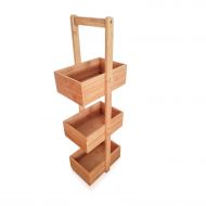 SplashSoup Three Tier Bamboo Natural Home Caddy | Free Standing Bathroom Organizer | Kitchen Accessory Storage Rack | Decorative Living Room Holder | Multifunctional Compartment Sh
