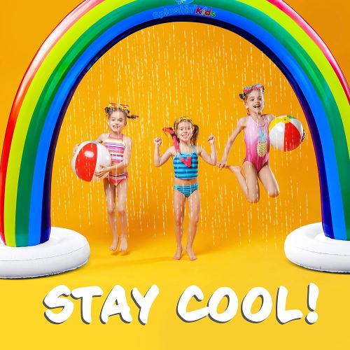  Splashinkids Outdoor Rainbow Sprinkler Super Toddler Water Toys for Children Infants Boys Girls and Kids Perfect Outside Inflatable Water Park for Summer Fun Watch Video Slip and S