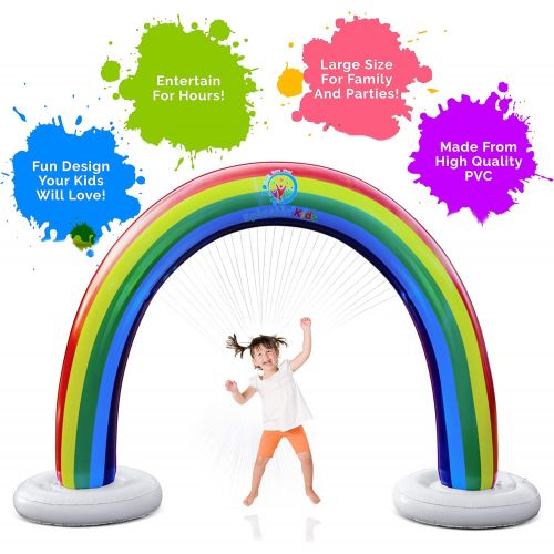  Splashinkids Outdoor Rainbow Sprinkler Super Toddler Water Toys for Children Infants Boys Girls and Kids Perfect Outside Inflatable Water Park for Summer Fun Watch Video Slip and S