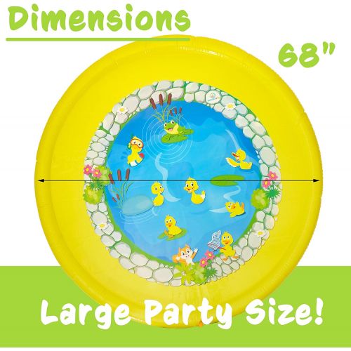  Splashinkids 68 Sprinkle and Splash Play Mat Pad Toy for Children Infants Toddlers Boys Girls and Kids Perfect Inflatable Outdoor Sprinkler pad Watch Video Toys for 5year olds