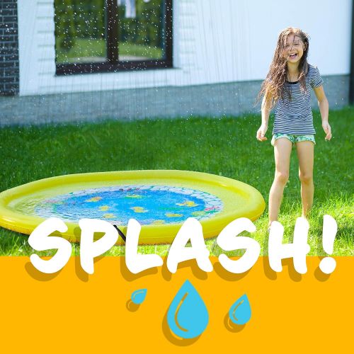  Splashinkids 68 Sprinkle and Splash Play Mat Pad Toy for Children Infants Toddlers Boys Girls and Kids Perfect Inflatable Outdoor Sprinkler pad Watch Video Toys for 5year olds