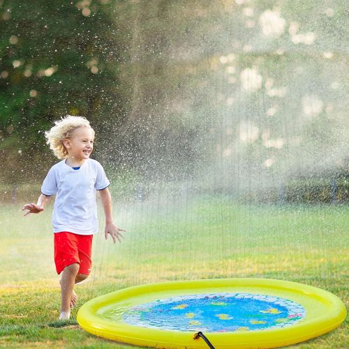  Splashinkids 68 Sprinkle and Splash Play Mat Pad Toy for Children Infants Toddlers Boys Girls and Kids Perfect Inflatable Outdoor Sprinkler pad Watch Video Toys for 5year olds