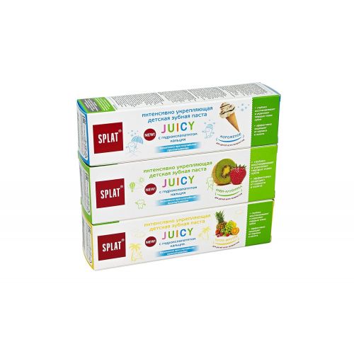  Natural Fluoride Free Kids Firming Toothpaste Splat Juicy with Calcium Hydroxyapatite 35ml 3pcs in Set