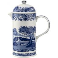 Spode Blue Italian French Press | 28-Ounce Capacity | Espresso, Coffee, and Tea Maker | Porcelain Cafetiere | Stainless Steel Plunger | Dishwasher Safe (Blue/White)