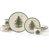 Spode Christmas Tree 12 Piece Dinnerware Set | Service for 4 | Dinner Plate, Salad Plate, and Mug | Made of Fine Earthenware | Microwave and Dishwasher Safe