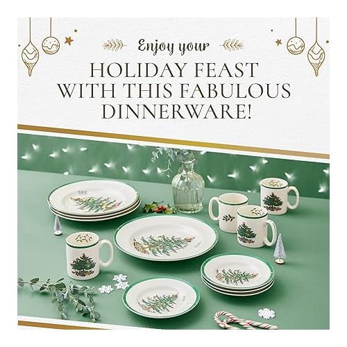  Spode Christmas Tree 12 Piece Dinnerware Set | Service for 4 | Dinner Plate, Salad Plate, and Mug | Made of Fine Earthenware | Microwave and Dishwasher Safe