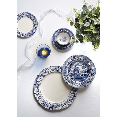  Spode Blue Italian Brocato 12 Piece Dinnerware Set | Service for 4 | Dinner Plate, Salad Plate, and Mug | Made of Fine Earthenware | Microwave and Dishwasher Safe