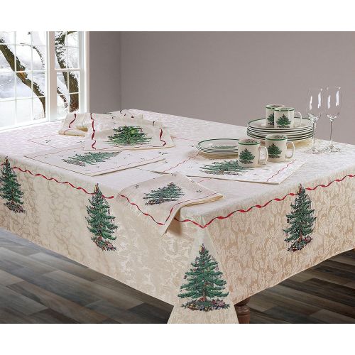  Spode Christmas Tree Fabric Tablecloth 60x84 - NWT