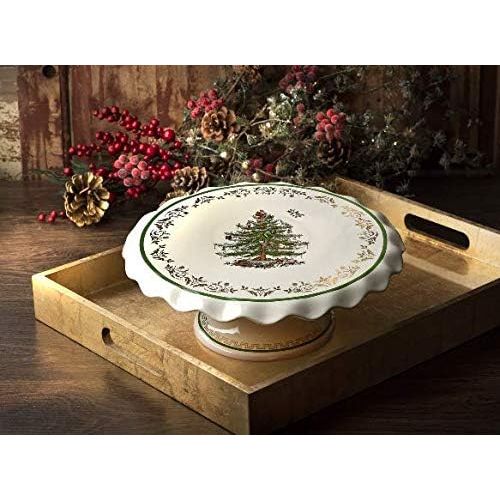  Spode Christmas Tree Gold Cake Stand 11