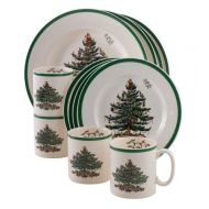 Spode Christmas Tree 10-1/2-Inch Dinner Plates, Set of 4