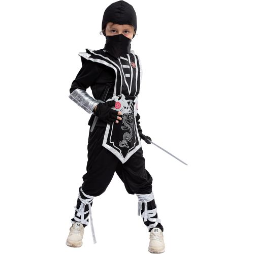  Spooktacular Creations Silver Ninja Deluxe Costume Set with Ninja Foam Accessories Toys for Kids Kung Fu Outfit Halloween Ideas