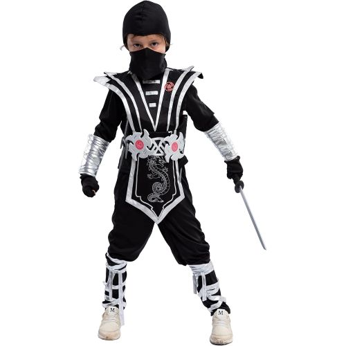  Spooktacular Creations Silver Ninja Deluxe Costume Set with Ninja Foam Accessories Toys for Kids Kung Fu Outfit Halloween Ideas