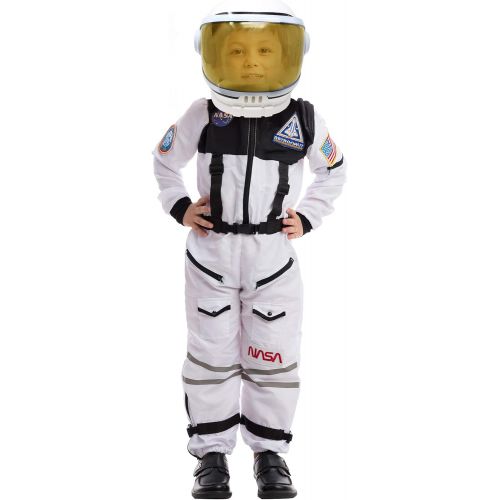  Spooktacular Creations Astronaut NASA Pilot Costume with Movable Visor Helmet for Kids, Boys, Girls, Toddlers Space Pretend Role Play Dress Up, School Classroom Stage Performance, Halloween Party Favor (