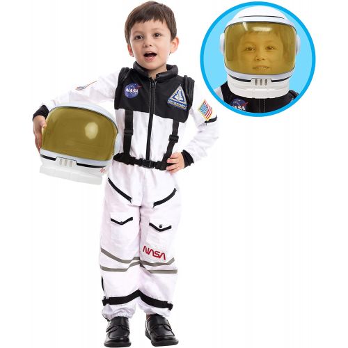  Spooktacular Creations Astronaut NASA Pilot Costume with Movable Visor Helmet for Kids, Boys, Girls, Toddlers Space Pretend Role Play Dress Up, School Classroom Stage Performance, Halloween Party Favor (