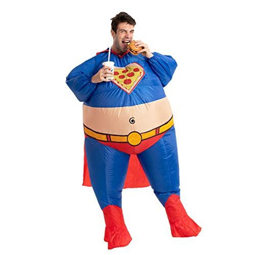  할로윈 용품Spooktacular Creations Halloween Costume Chunky Chubby Superhero Inflatable Superhero Costume Fat Suit - Adult One Size Men Full Body Inflatable Costume