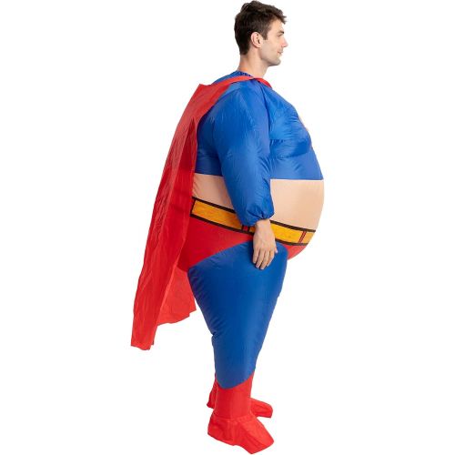  할로윈 용품Spooktacular Creations Halloween Costume Chunky Chubby Superhero Inflatable Superhero Costume Fat Suit - Adult One Size Men Full Body Inflatable Costume