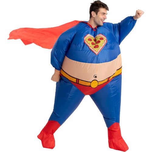  할로윈 용품Spooktacular Creations Halloween Costume Chunky Chubby Superhero Inflatable Superhero Costume Fat Suit - Adult One Size Men Full Body Inflatable Costume