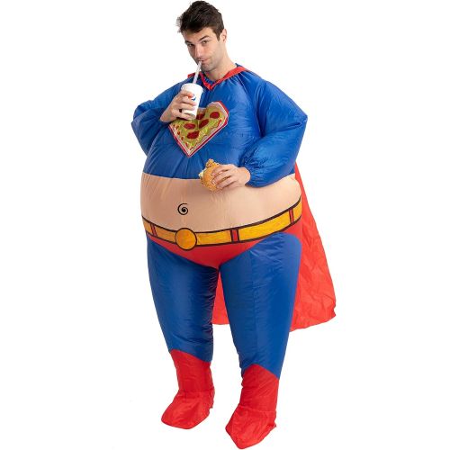  할로윈 용품Spooktacular Creations Halloween Costume Chunky Chubby Superhero Inflatable Superhero Costume Fat Suit - Adult One Size Men Full Body Inflatable Costume