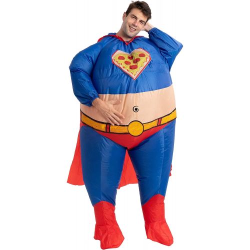  할로윈 용품Spooktacular Creations Halloween Costume Chunky Chubby Superhero Inflatable Superhero Costume Fat Suit - Adult One Size Men Full Body Inflatable Costume